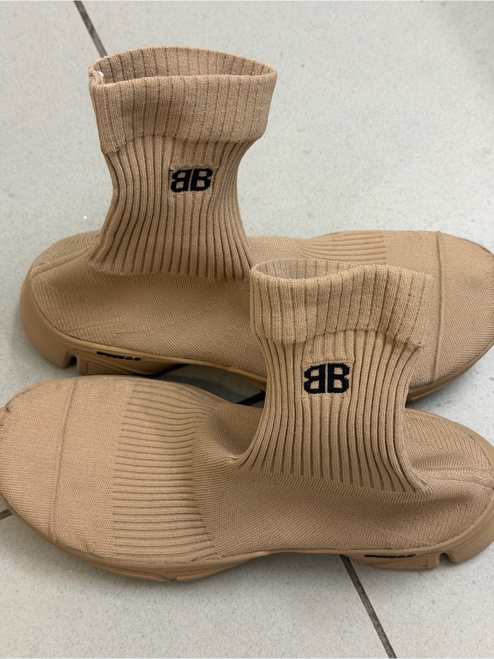 Balenciaga Speed 3.0 Knit Sock Sneakers Beige Size 39 - Picture 2 of 7